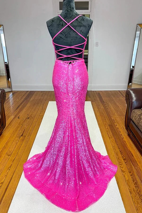 V-neck With Spaghetti Straps Mermaid Prom Dresses