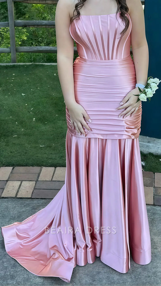 Beaira Elegant Strapless Mermaid Sleeveless Prom Dresses formal wear dresses