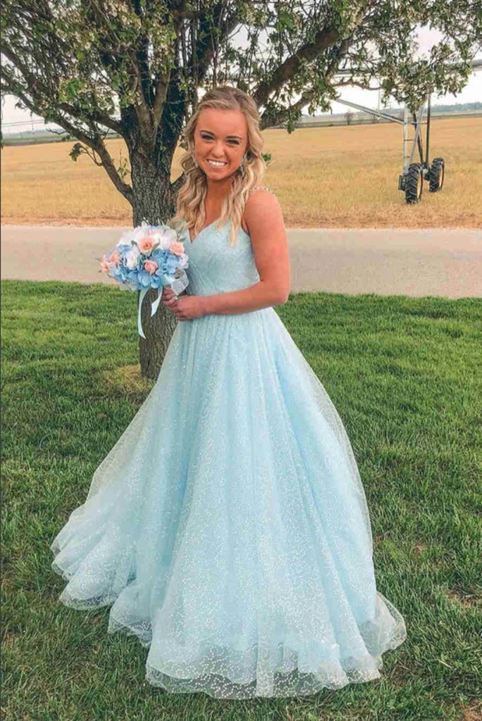 Sweetheart Neck Spaghetti Straps Lavender Beaded Prom Dresses Long Evening Dresses