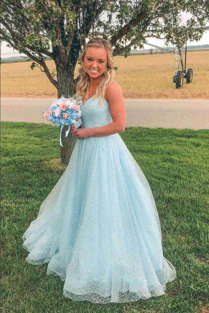 Sweetheart Neck Spaghetti Straps Lavender Beaded Prom Dresses Long Evening Dresses