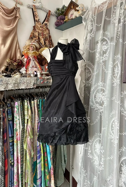 Beaira Vintage Fashion A Line Black Short Length Homecoing Birthday Dress Prom Dresses