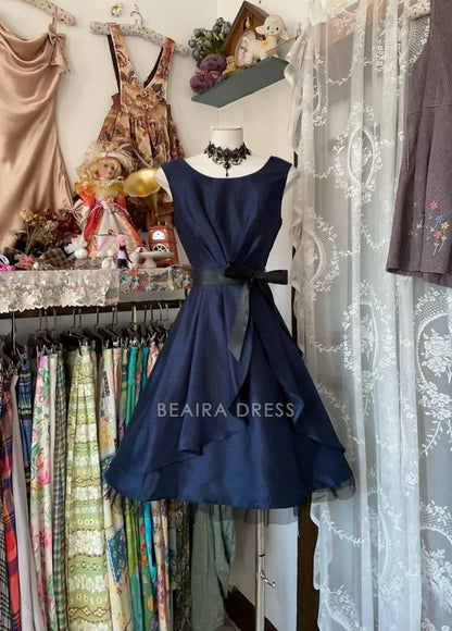 Beaira Vintage Fashion A Line Navy Blue Short Length Homecoing Birthday Dress Prom Dresses