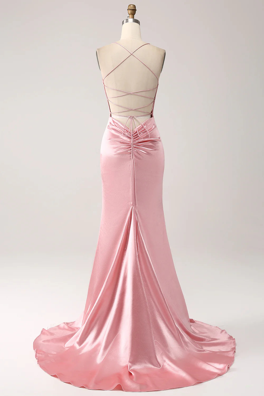 Beaira Blush Mermaid Spaghetti Straps Long Prom Dress