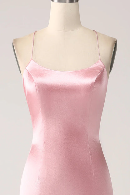 Beaira Blush Mermaid Spaghetti Straps Long Prom Dress