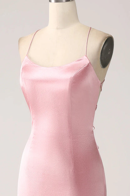 Beaira Blush Mermaid Spaghetti Straps Long Prom Dress