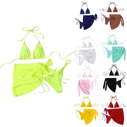 Beaira White Print Push Up Swimsuits Women Push Up Bikinis Set 3 Piece 2024 Mujer Swimwear Mesh Skirts Kontted Bathing Suit Beachwear