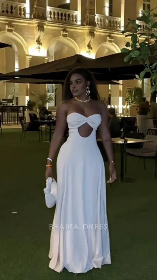 Beaira Elegant White Sweetheart Party Dress Sleeveless Evening Gown formal wear dresses