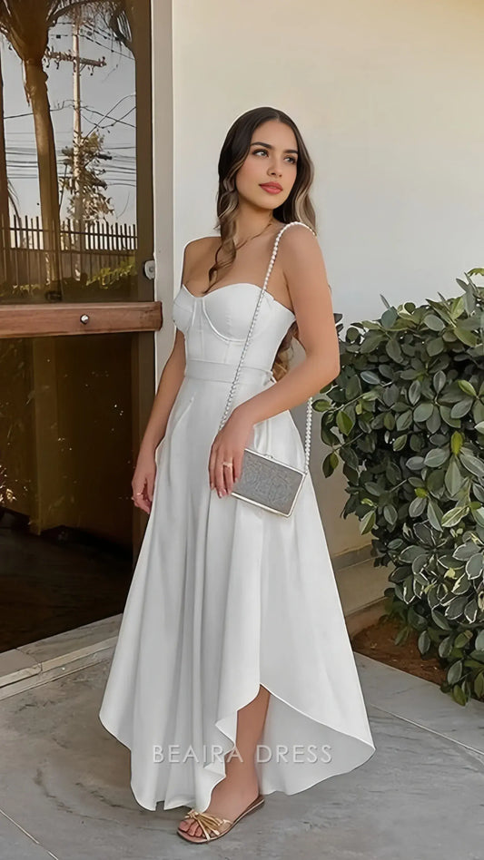 Beaira Elegant White Sweetheart Chiffon Evening Prom Dresses Party Celebrity Dress formal wear dresses