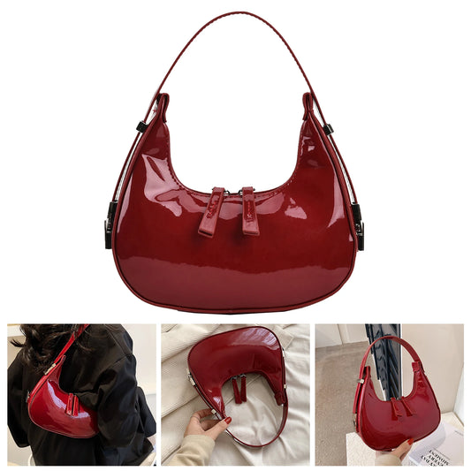 Beaira Women Leather Shoulder Bag Casual Vintage Tote Bag Zipper Crescent Bag Underarm Bag Travel Dating Purse