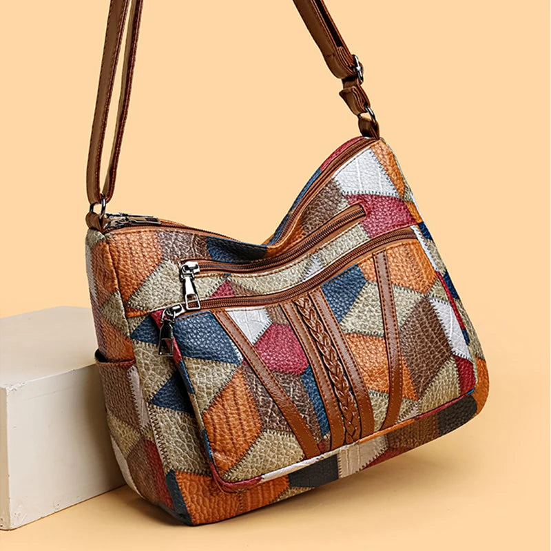 Beaira Women's Elegant Vintage Crossbody Bag Trendy HandBag Fashion Multi-pockets Shoulder Bag All-match Retro Crossbody Bag for Daily
