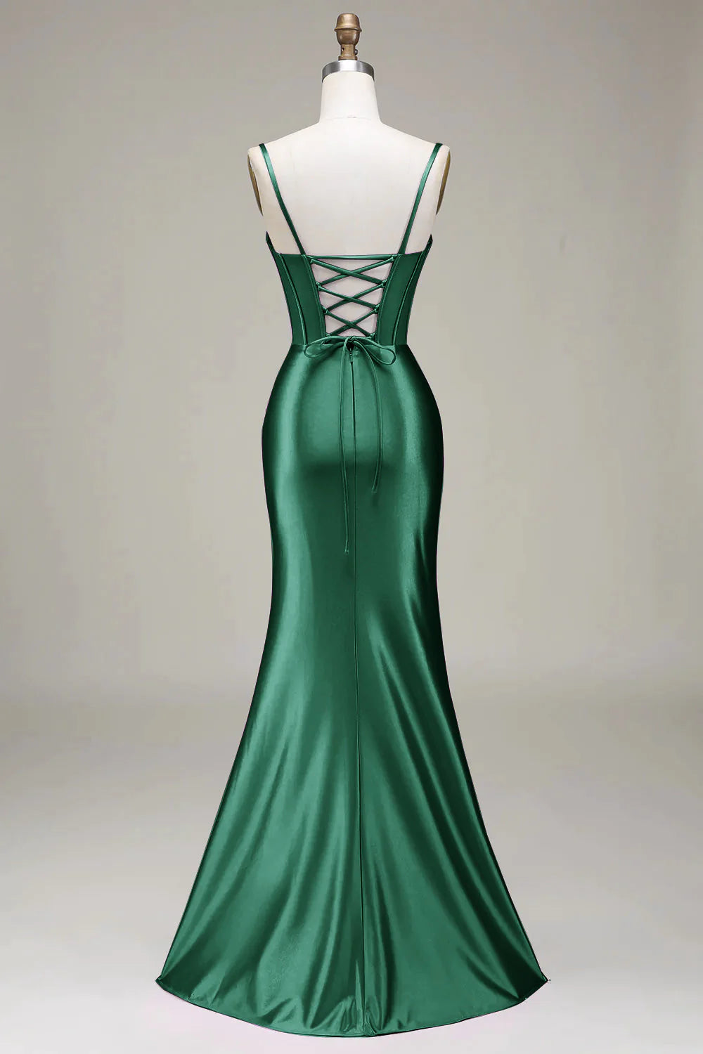 Mermaid Spaghetti Straps Corset Prom Dress with Split Front
