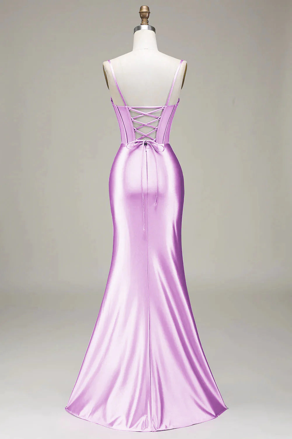 Mermaid Spaghetti Straps Corset Prom Dress with Split Front