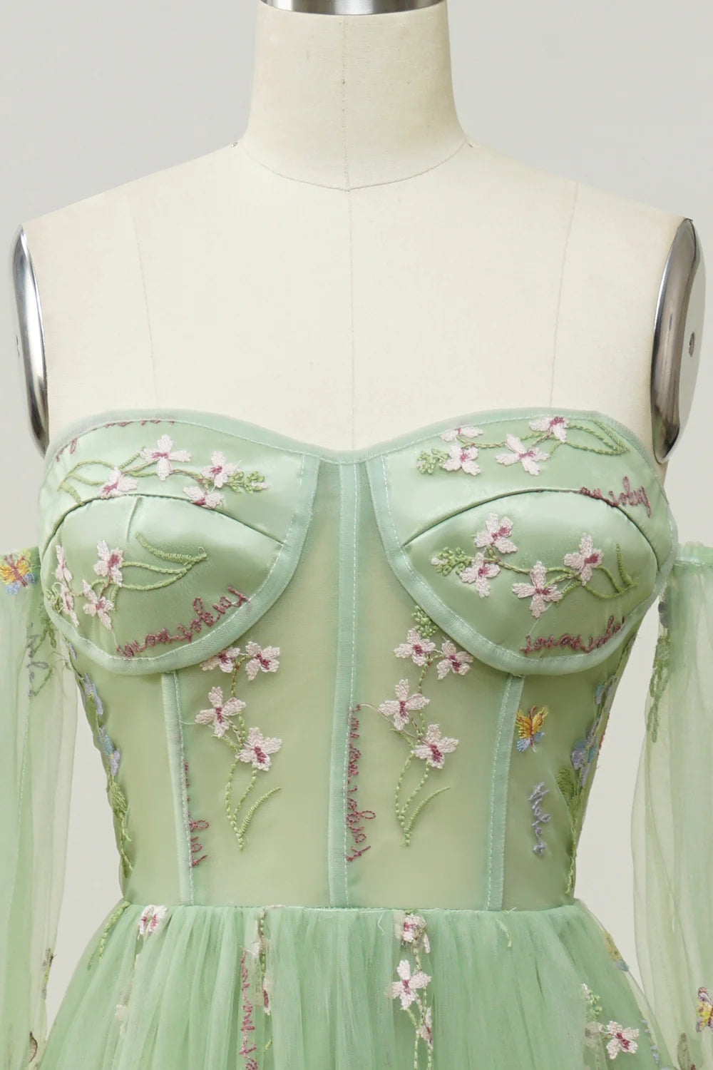 Off The Shoulder Long Sleeves A-Line Prom Dress