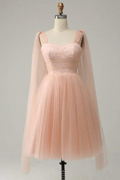Beaira A Line Blush Sweetheart Midi Prom Dress