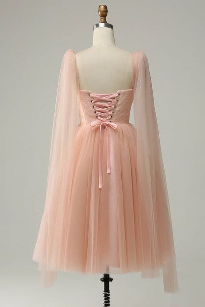 Beaira A Line Blush Sweetheart Midi Prom Dress