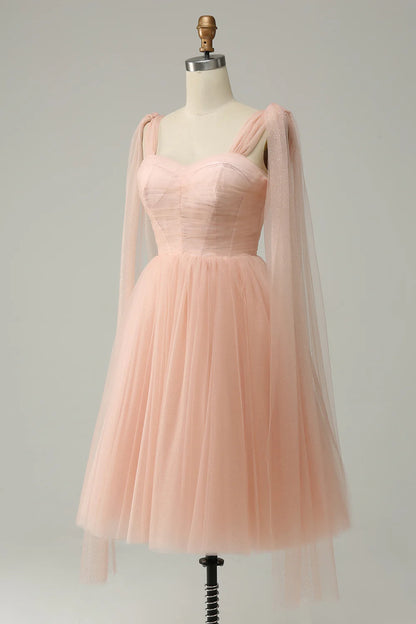 Beaira A Line Blush Sweetheart Midi Prom Dress