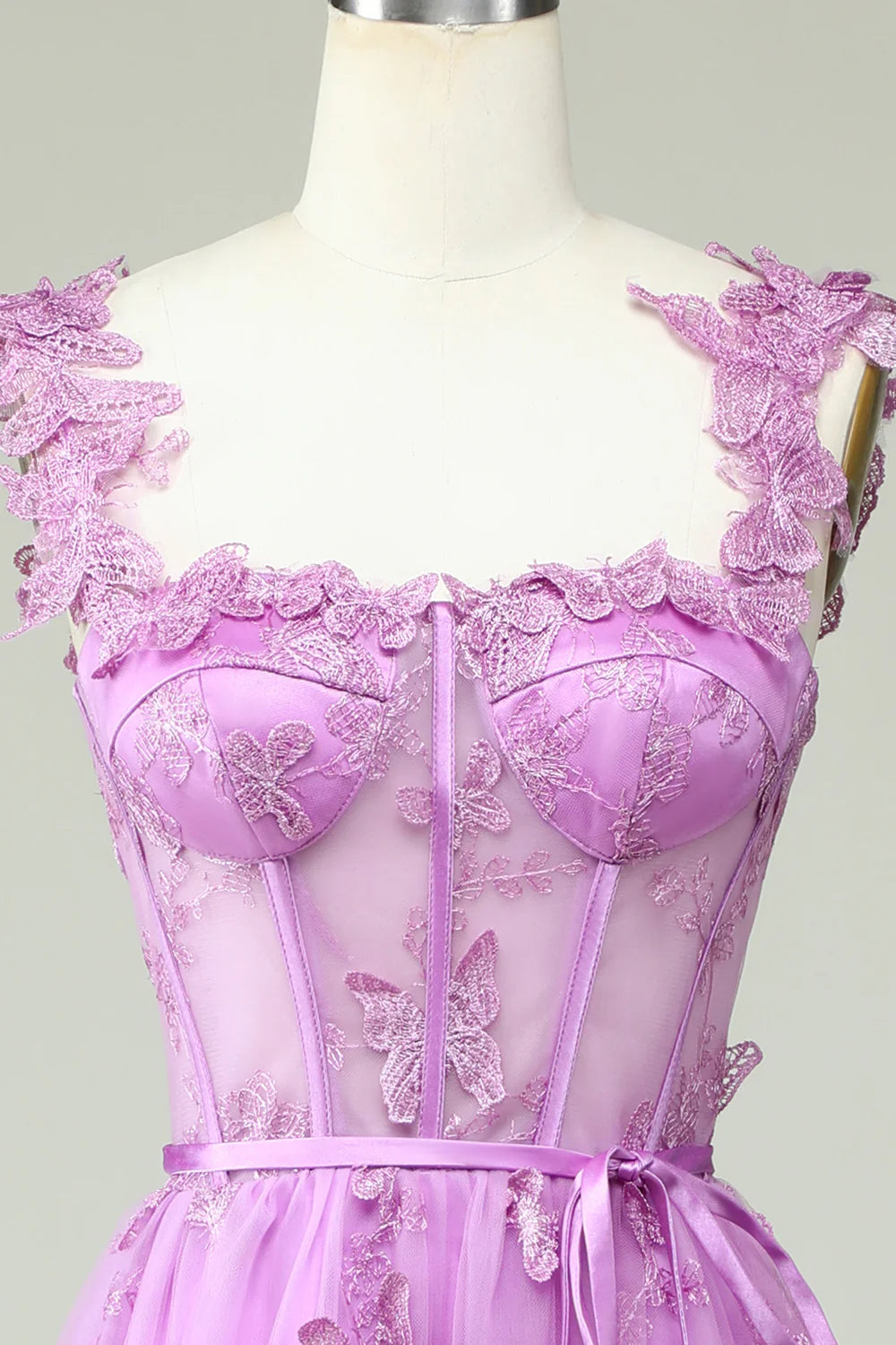 Beaira Purple A Line Butterflies Appliques Prom Dress