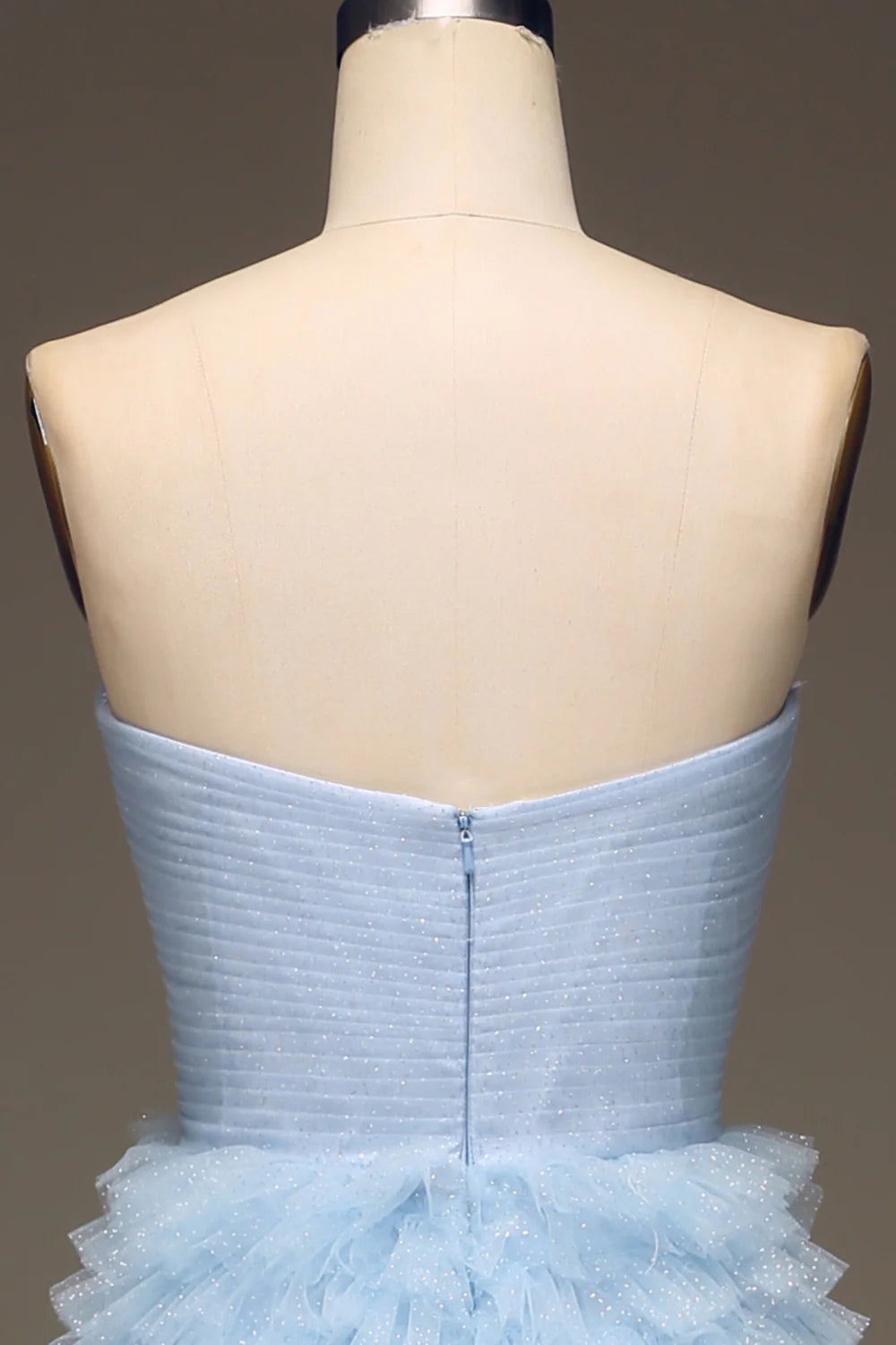 Beaira Tulle Light Blue Tiered Prom Dress with Slit