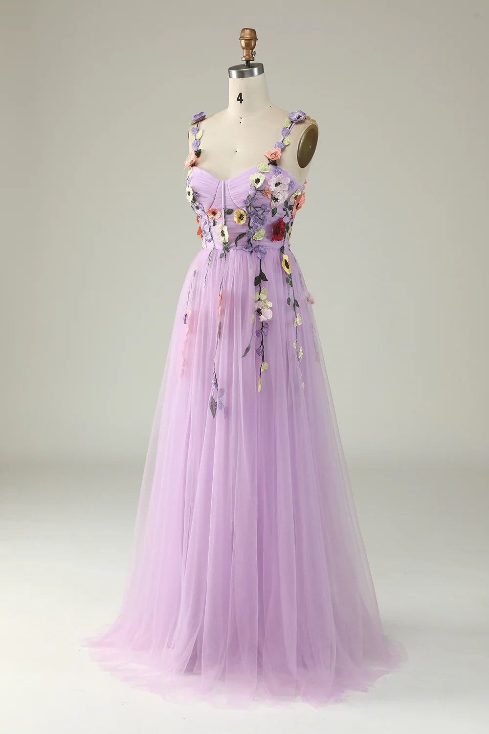 Spaghetti Straps Prom Dress With 3D Flowers