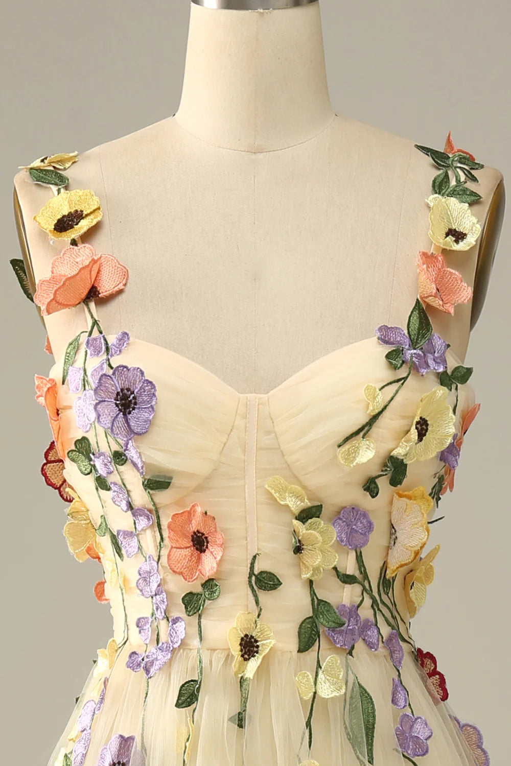 Spaghetti Straps Prom Dress With 3D Flowers