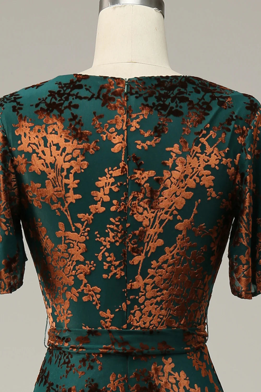 Beaira Burnout Velvet Dark Green Mother of Bride Dress