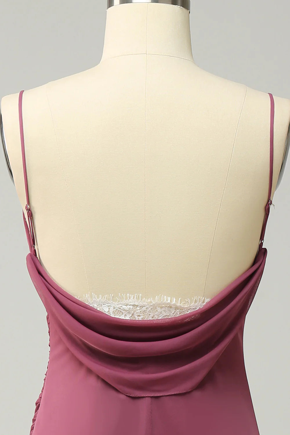 Beaira Sheath Spaghetti Straps Desert Rose Plus Size Formal Dress with Open Back