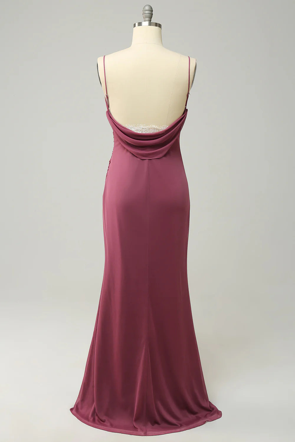 Beaira Sheath Spaghetti Straps Desert Rose Plus Size Formal Dress with Open Back