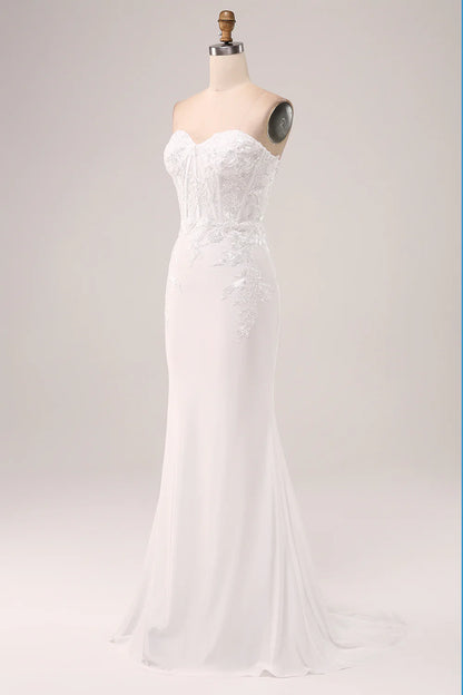 Beaira Ivory Strapless Mermaid Wedding Party Dress