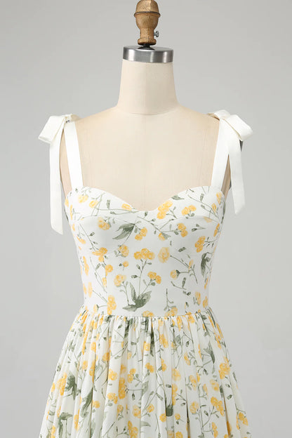 A-Line Floral Long Prom Dress