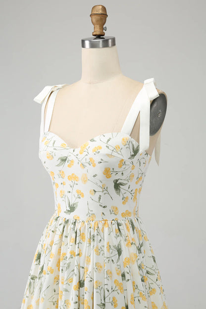 A-Line Floral Long Prom Dress