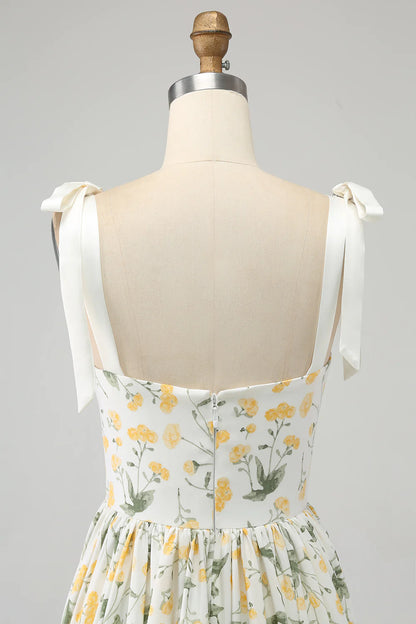 A-Line Floral Long Prom Dress