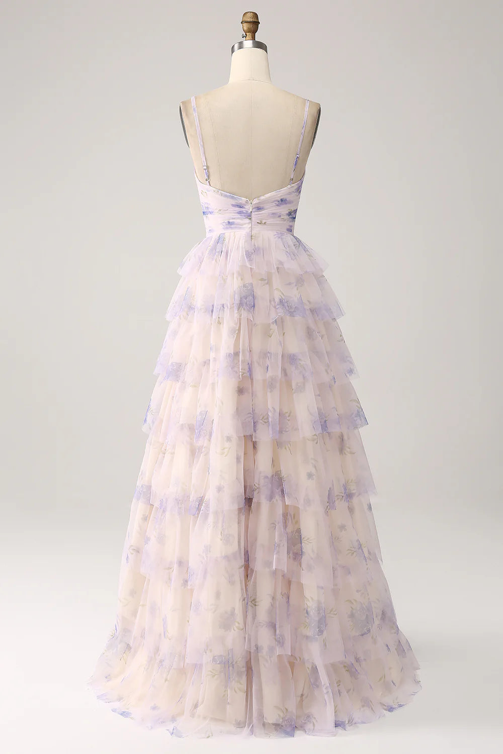 Beaira Lavender Flower Tiered Princess Long Prom Dress