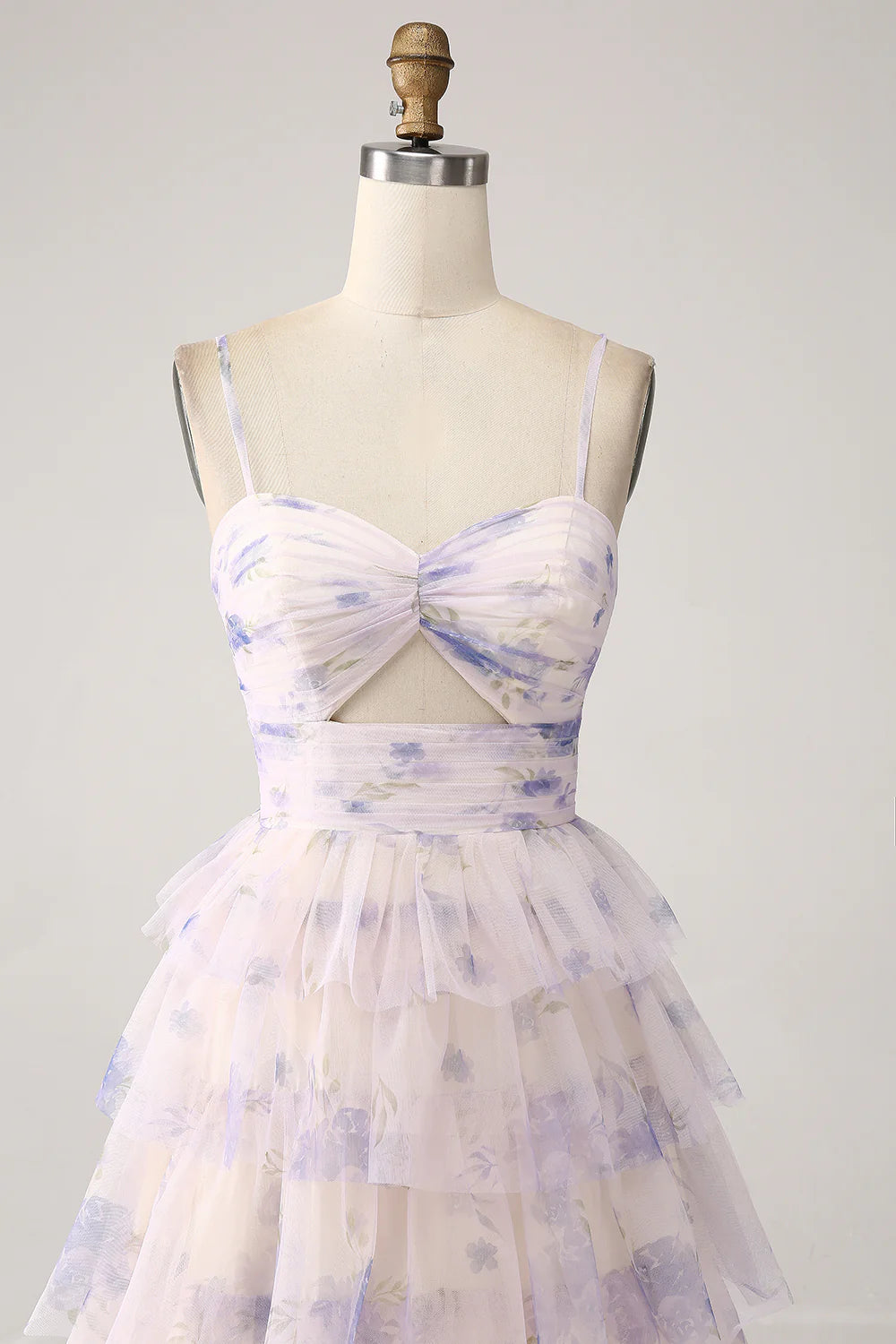 Beaira Lavender Flower Tiered Princess Long Prom Dress