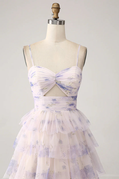 Beaira Lavender Flower Tiered Princess Long Prom Dress