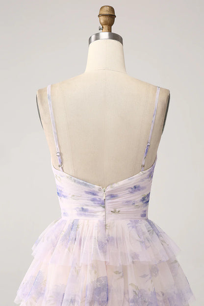 Beaira Lavender Flower Tiered Princess Long Prom Dress