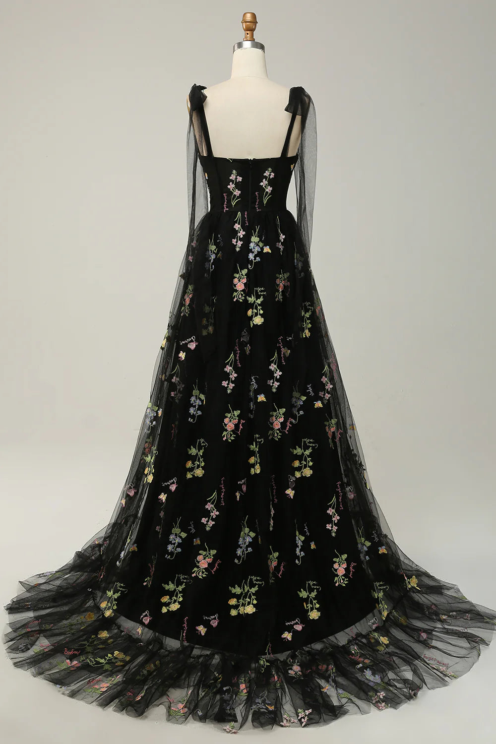 Embroidery Corset Long Prom Dress