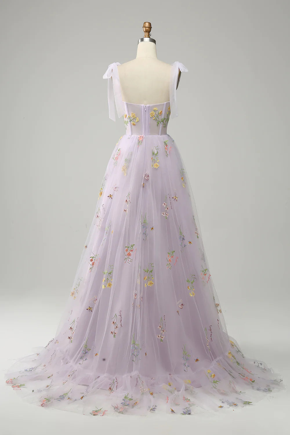 Embroidery Corset Long Prom Dress