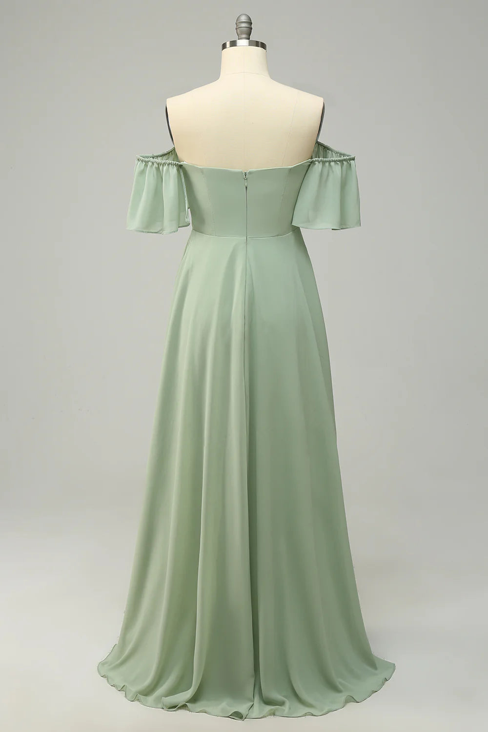 Beaira A Line Off the Shoulder Green Long Bridesmaid Dress with Ruffles