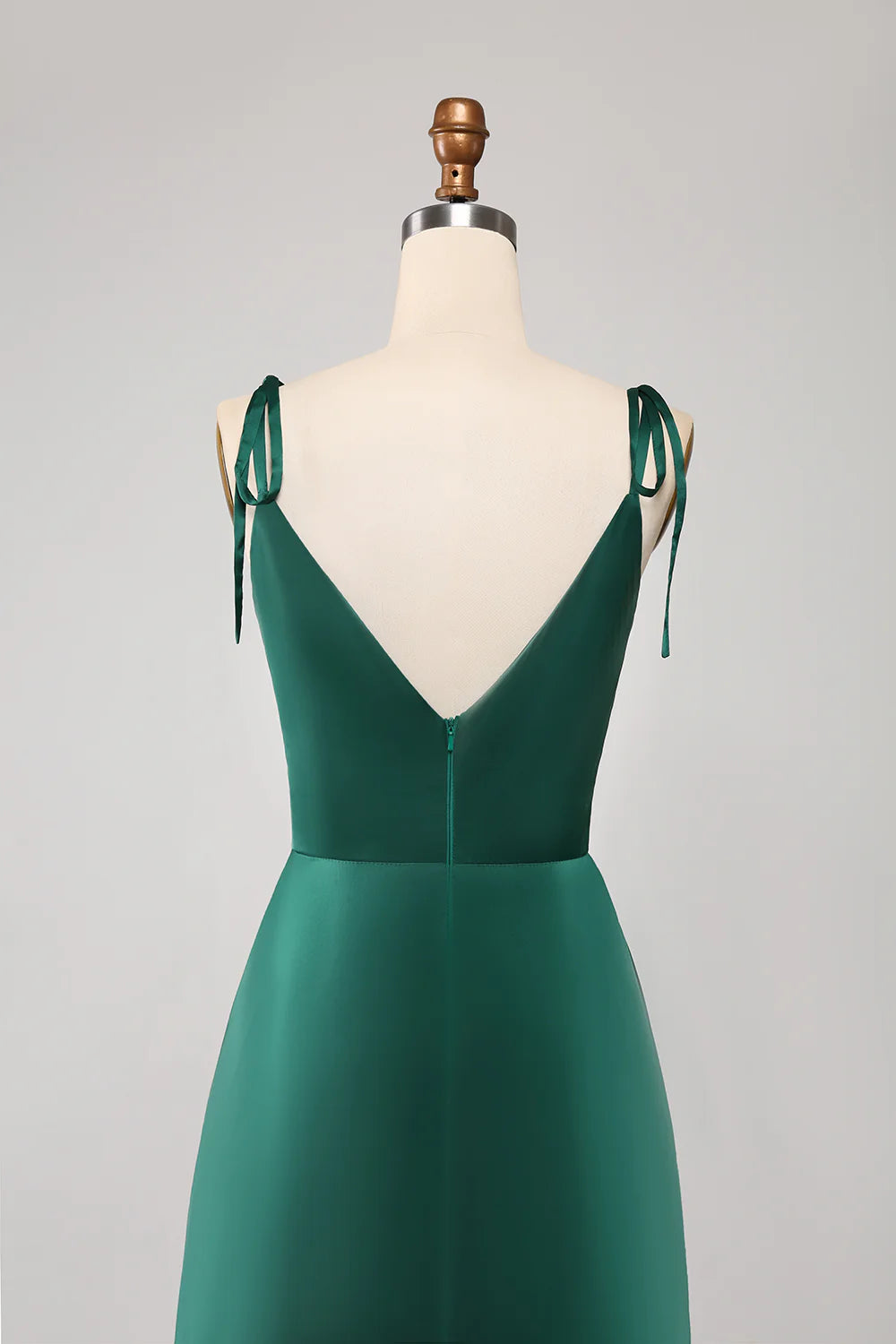 Beaira Simple Dark Green Spaghetti Straps Ruched Prom Dress with Slit