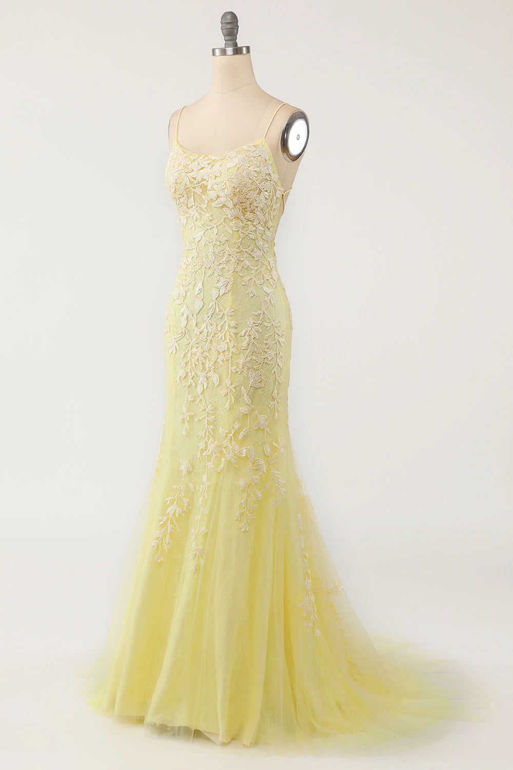 Backless Long Prom Dress with Appliques