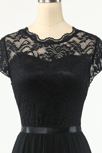 Beaira Classic A Line Black Party Dress with Lace