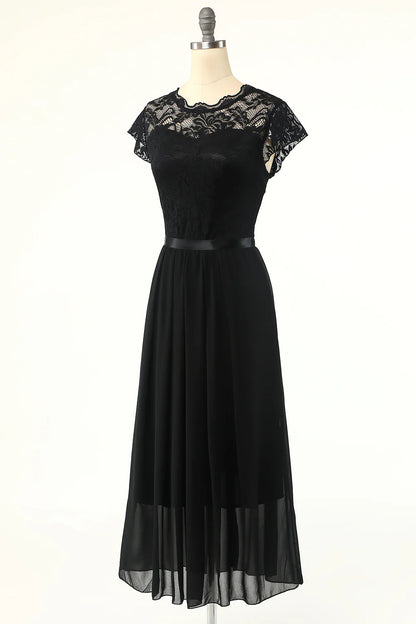 Beaira Classic A Line Black Party Dress with Lace