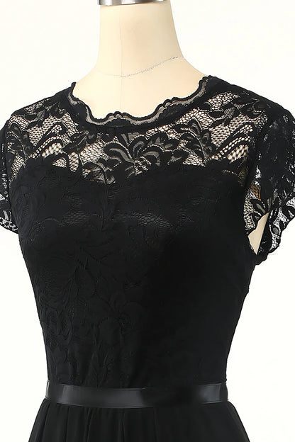Beaira Classic A Line Black Party Dress with Lace