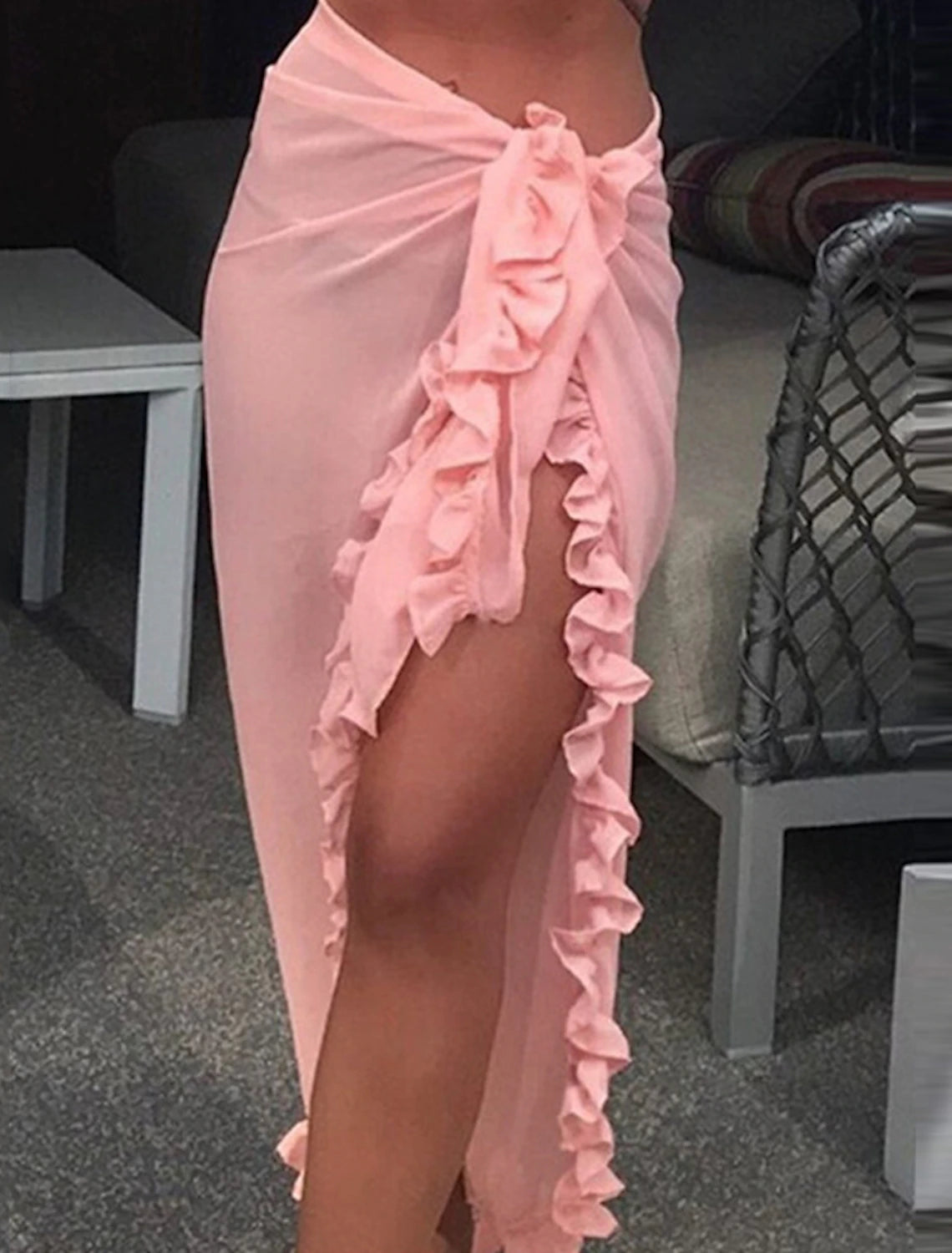Women's Normal Swimwear Cover Up Swim Shorts wrap Swimsuit Ruffle Pure Color Vacation Fashion Bathing Suits