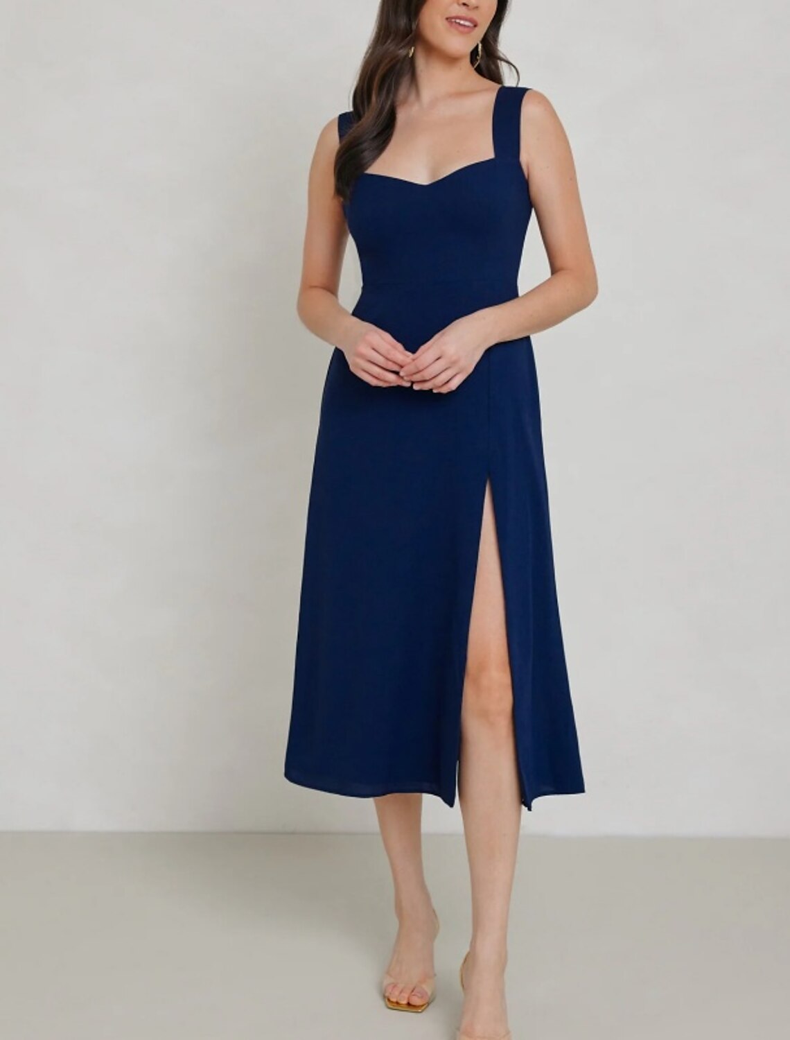 Sheath / Column Bridesmaid Dress Square Neck / V Neck Sleeveless Elegant Floor Length / Tea Length Chiffon with Split Front