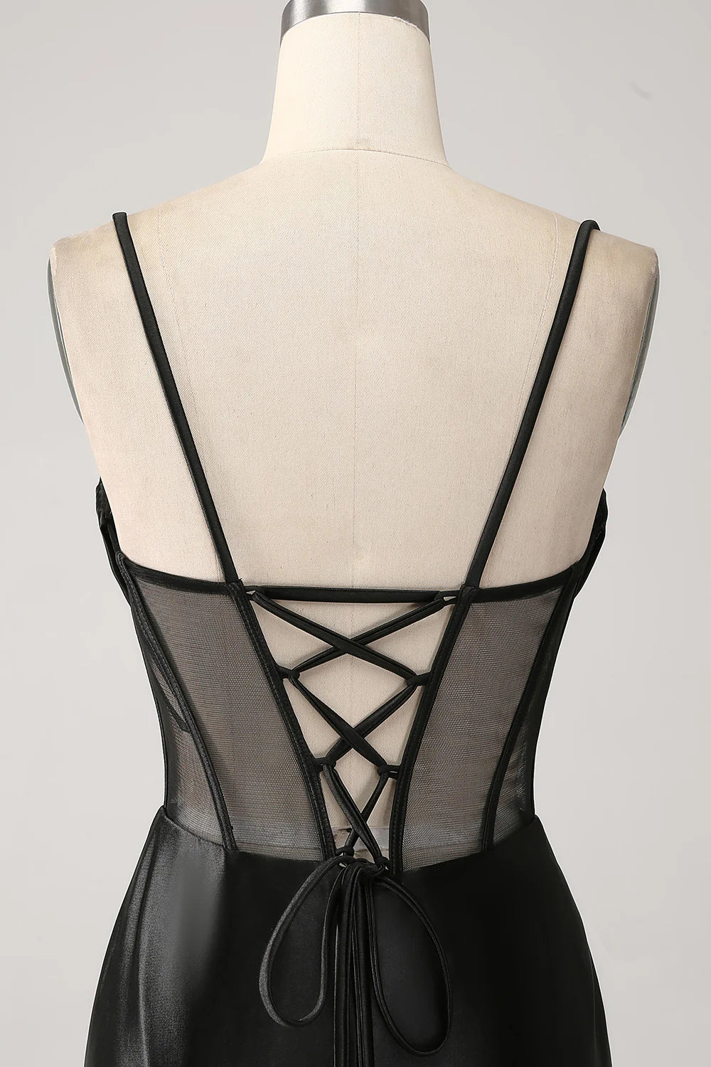 Beaira Mermaid Sweetheart Black Satin Long Prom Dress With Beading