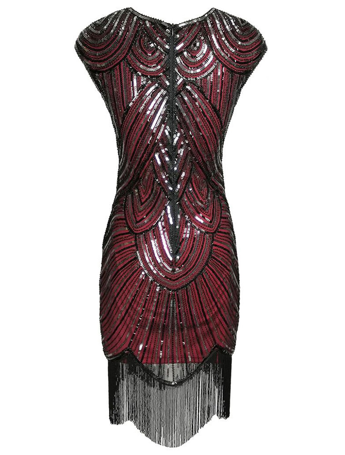 A-Line Cocktail Dresses Vintage Dress Holiday Party Wear Knee Length Sleeveless Jewel Neck Cotton Blend with Fringe Sequin Tassel