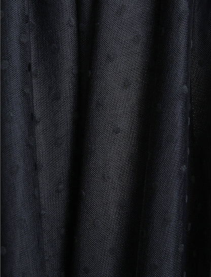 A-Line Cocktail Black Dress Vintage Dress Halloween Ankle Length Sleeveless One Shoulder Wednesday Addams Family Tulle with Pleats Pattern / Print