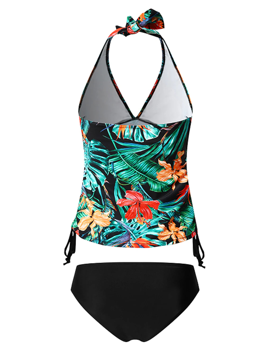 Women's Swimwear Tankini 2 Piece Normal Swimsuit High Waisted Floral Print Leaves Leaf Floral Green Blue Padded V Wire Bathing Suits Sports Vacation Sexy / New