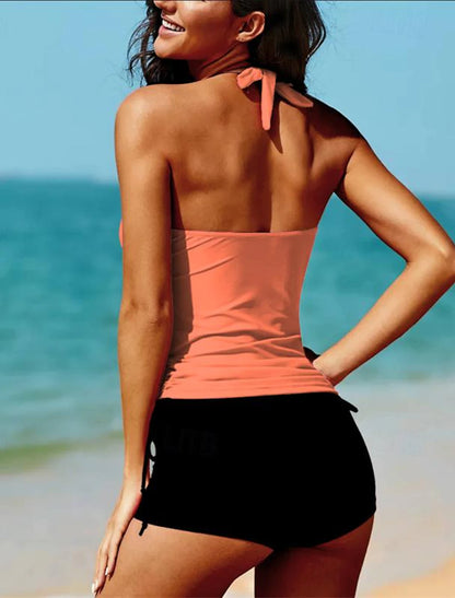 Women's Normal Swimwear Tankini 2 Piece Swimsuit 2 Piece Plain Vacation Beach Wear Bathing Suits